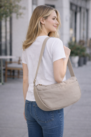 Solid Color Sling Bag W/ Zipper Closure