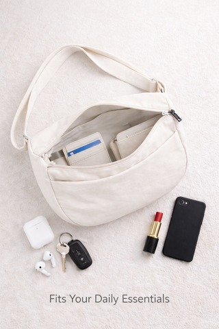 Solid Color Sling Bag W/ Zipper Closure