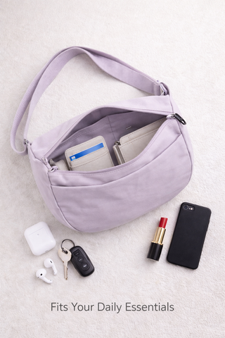 Solid Color Sling Bag W/ Zipper Closure
