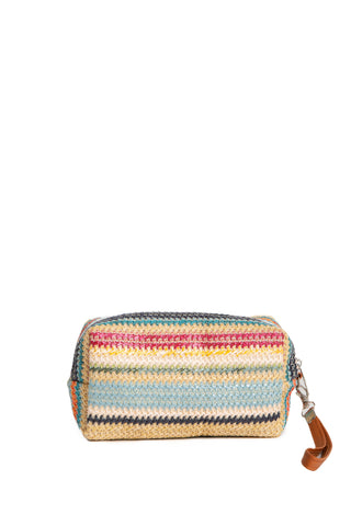 Multi-Colored Daisy Pattern Travel Pouch w/ Zipper Closure