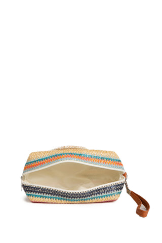 Multi-Colored Daisy Pattern Travel Pouch w/ Zipper Closure