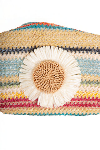 Multi-Colored Daisy Pattern Travel Pouch w/ Zipper Closure