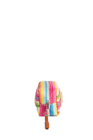 Multi-Colored Daisy Pattern Travel Pouch w/ Zipper Closure