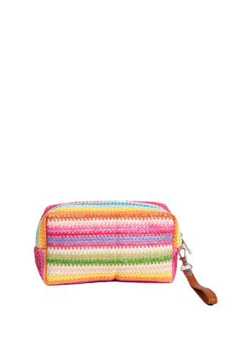 Multi-Colored Daisy Pattern Travel Pouch w/ Zipper Closure
