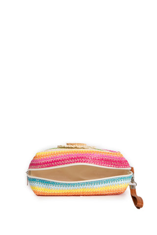 Multi-Colored Daisy Pattern Travel Pouch w/ Zipper Closure