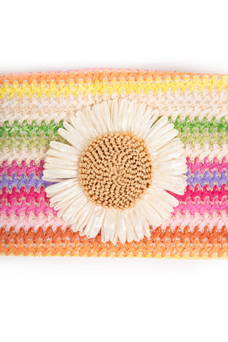 Multi-Colored Daisy Pattern Travel Pouch w/ Zipper Closure