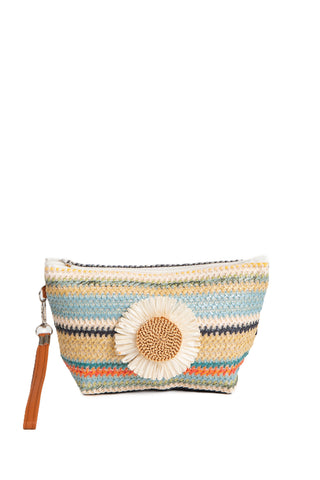 Multi-Colored Daisy Pattern Travel Pouch w/ Zipper Closure