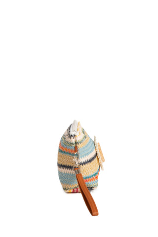 Multi-Colored Daisy Pattern Travel Pouch w/ Zipper Closure