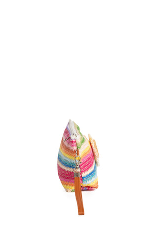 Multi-Colored Daisy Pattern Travel Pouch w/ Zipper Closure