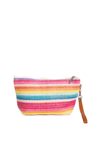 Multi-Colored Daisy Pattern Travel Pouch w/ Zipper Closure