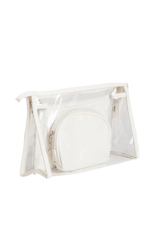 Transparent & Snake-Skin Pattern Travel Pouch Set w/ Zipper Closure