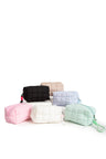Solid Color Quiled Travel Pouch w/ Zipper Closure