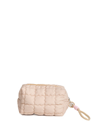 Solid Color Quiled Travel Pouch w/ Zipper Closure