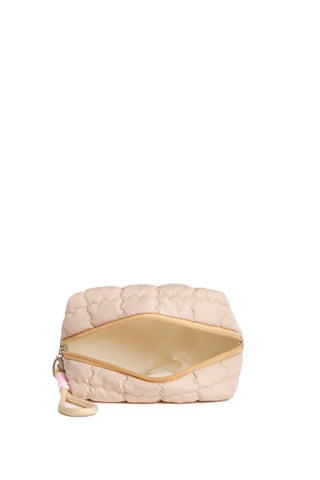 Solid Color Quiled Travel Pouch w/ Zipper Closure