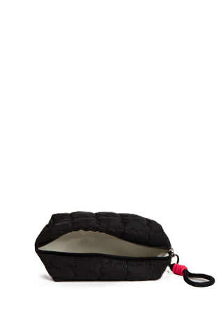 Solid Color Quiled Travel Pouch w/ Zipper Closure