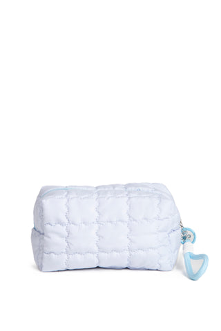 Solid Color Quiled Travel Pouch w/ Zipper Closure