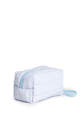 Solid Color Quiled Travel Pouch w/ Zipper Closure