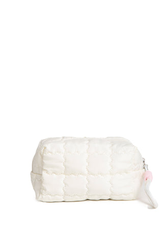 Solid Color Quiled Travel Pouch w/ Zipper Closure