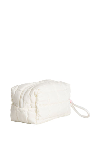 Solid Color Quiled Travel Pouch w/ Zipper Closure