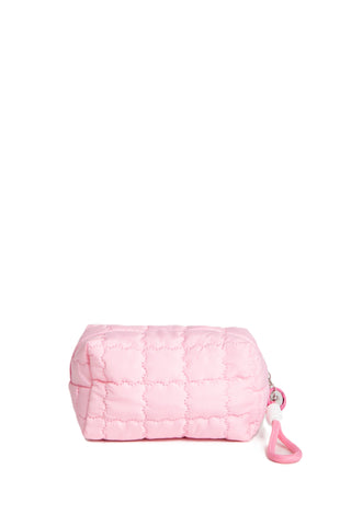 Solid Color Quiled Travel Pouch w/ Zipper Closure