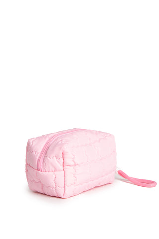 Solid Color Quiled Travel Pouch w/ Zipper Closure