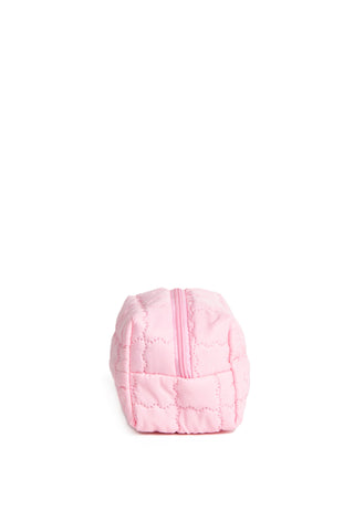 Solid Color Quiled Travel Pouch w/ Zipper Closure