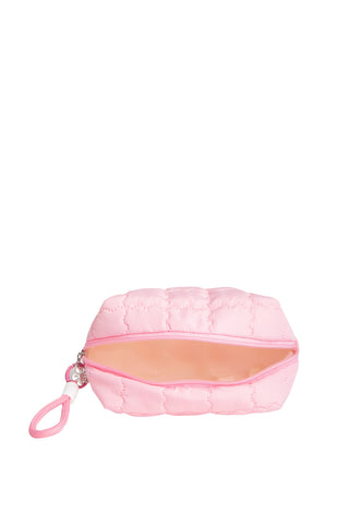 Solid Color Quiled Travel Pouch w/ Zipper Closure