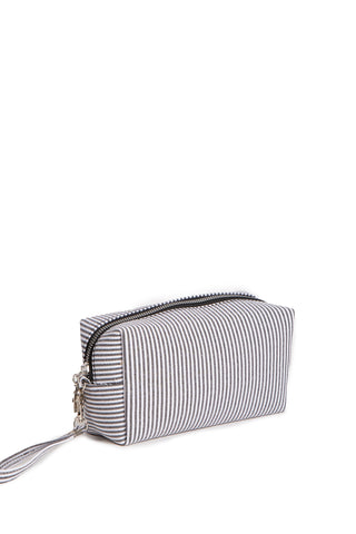 Striped Pattern Travel Pouch w/ Zipper Closure