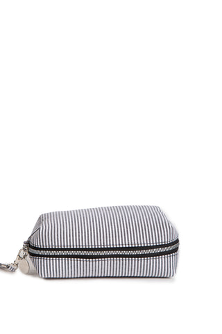 Striped Pattern Travel Pouch w/ Zipper Closure