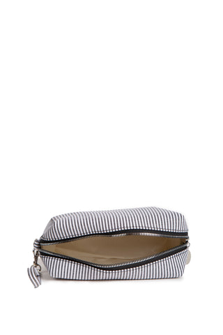 Striped Pattern Travel Pouch w/ Zipper Closure