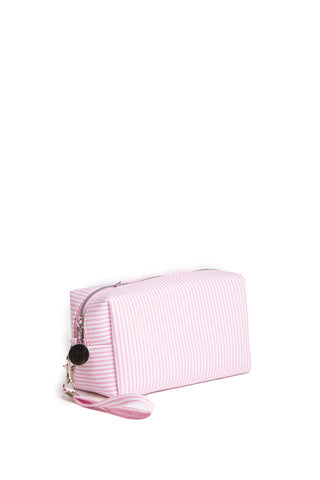 Striped Pattern Travel Pouch w/ Zipper Closure