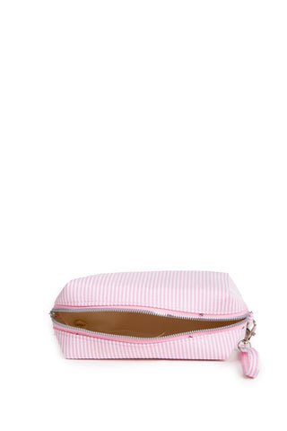 Striped Pattern Travel Pouch w/ Zipper Closure