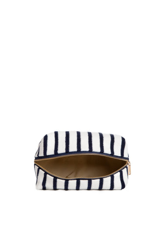 Striped Pattern Travel Pouch w/ Zipper Closure