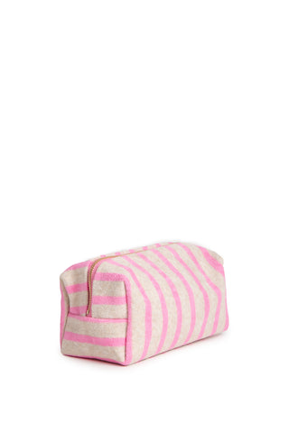Striped Pattern Travel Pouch w/ Zipper Closure