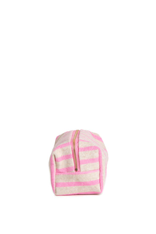 Striped Pattern Travel Pouch w/ Zipper Closure