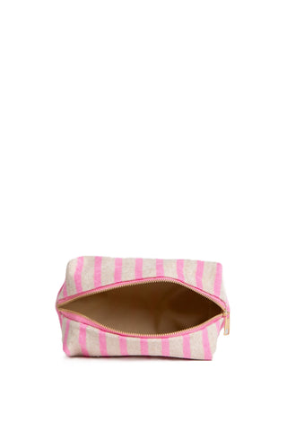 Striped Pattern Travel Pouch w/ Zipper Closure