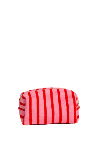 Striped Pattern Travel Pouch w/ Zipper Closure