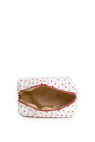 Hearts Pattern Travel Pouch w/ Zipper Closure