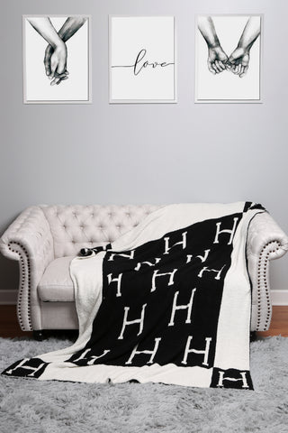 Initial "H" Pattern Luxury Soft Throw Blanket