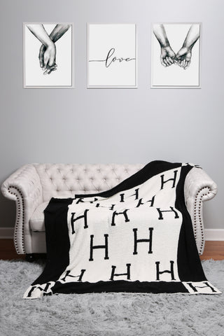 Initial "H" Pattern Luxury Soft Throw Blanket