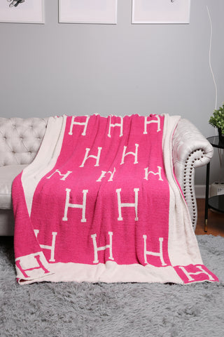 Initial "H" Pattern Luxury Soft Throw Blanket