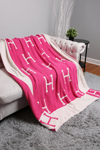 Initial "H" Pattern Luxury Soft Throw Blanket