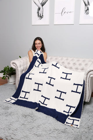 Initial "H" Pattern Luxury Soft Throw Blanket