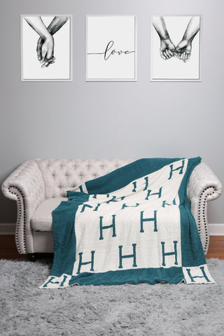 Initial "H" Pattern Luxury Soft Throw Blanket