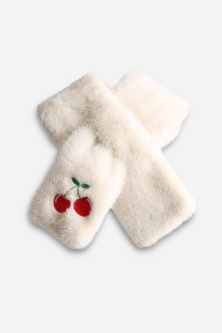 Patterned Embroidered Faux Fur Scarf