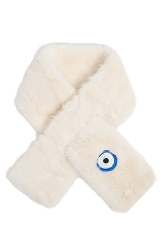 Checkered Pattern Faux Fur Scarf