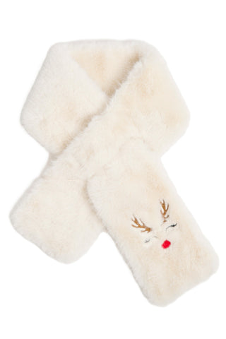 Checkered Pattern Faux Fur Scarf