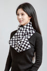 Checkered Pattern Faux Fur Scarf