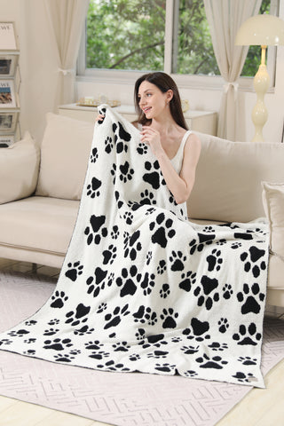 Paw Print Pattern Luxury Soft Throw Blanket