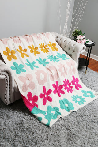 Multi-Colored Floral Pattern Luxury Soft Throw Blanket